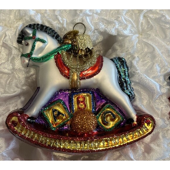 Child's First Christmas Ornament Collection Set of 6 New Blown Glass in Box OWC - Picture 7 of 16